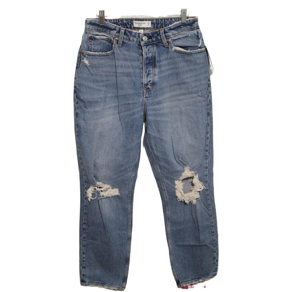 Abercrombie & Fitch Curve Love The Dad High Rise Blue Light Wash Jeans Size 30 8